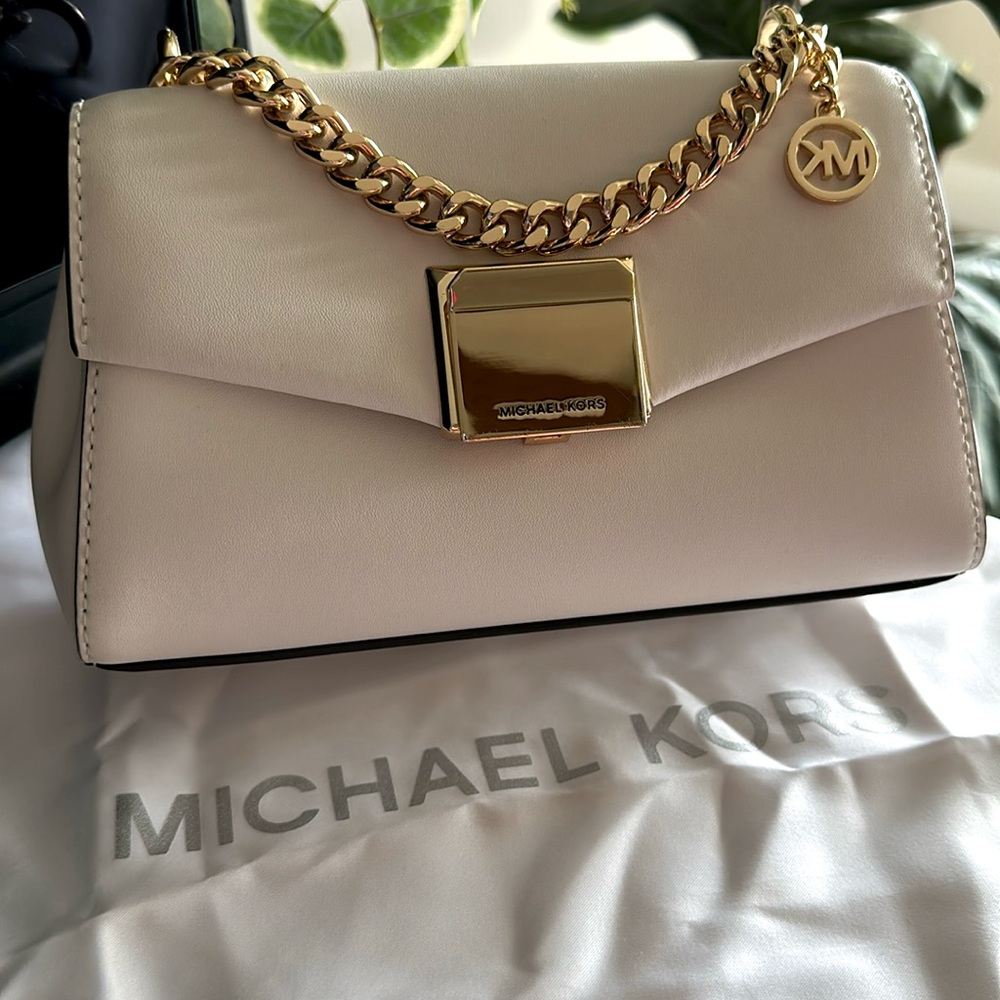 Micheal Kors Lita Small Crossbody Bag in Optic White